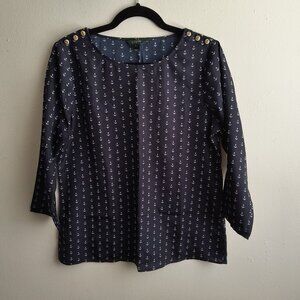 J. Crew Factory 3/4 Sleeve Anchor Blouse